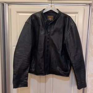 Men’s perforated black leather jacket
